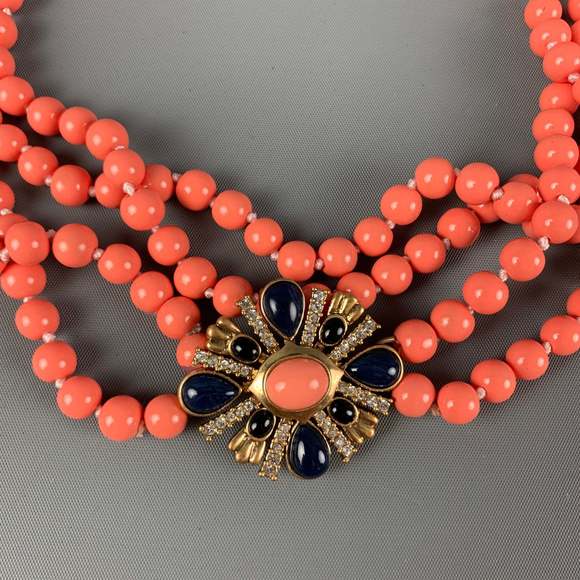 J.CREW Coral Beaded Pendant Necklace - Picture 3 of 5